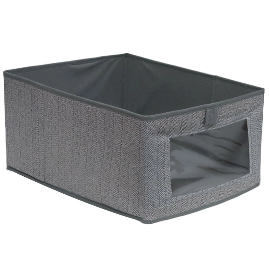 Uzglabāšanas kaste 40x25x20cm ar logu  pelēka