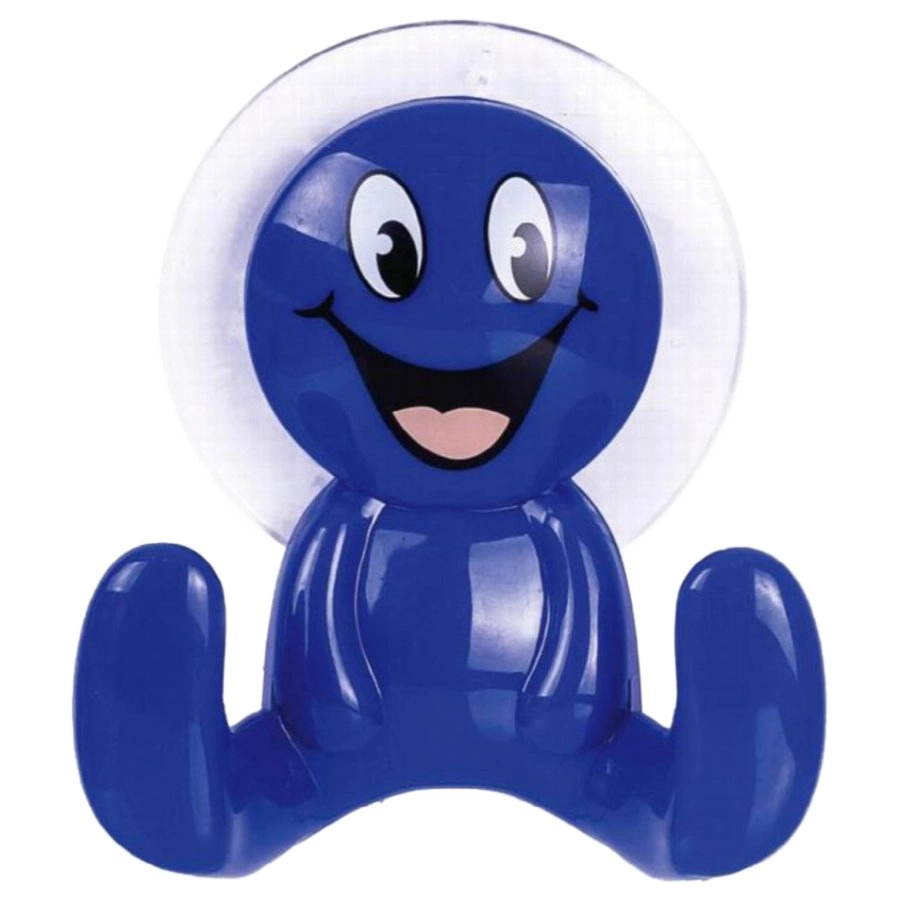 Hook self-adhesive Smiley blue with suction