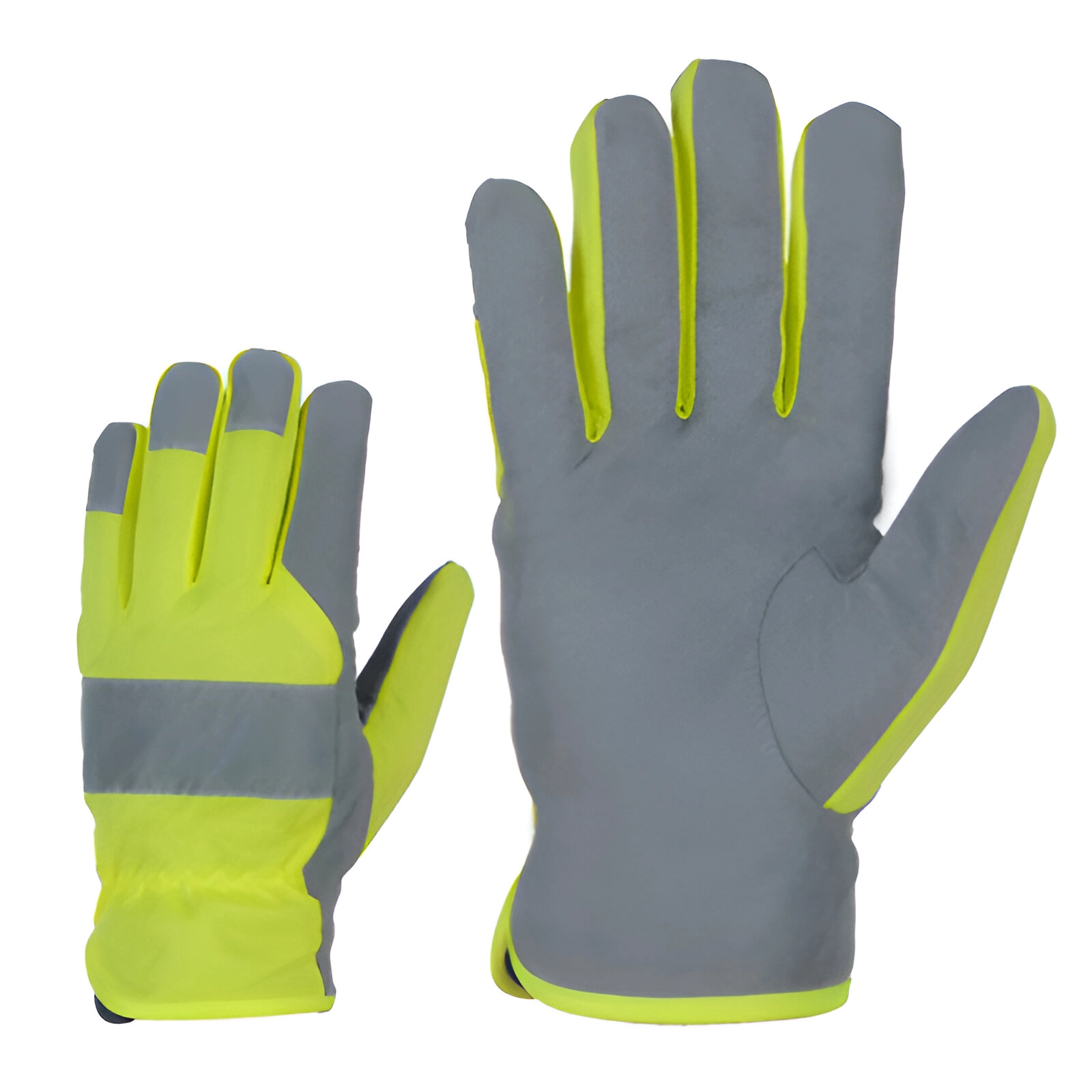 Gloves fluorescent yellow synthetic leather with