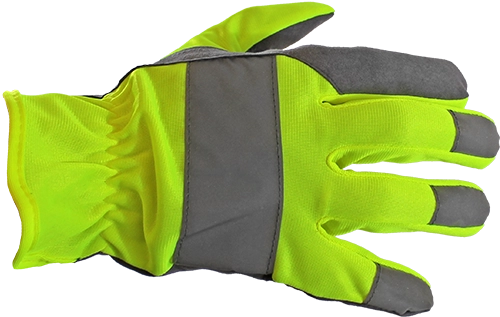 Gloves fluorescent yellow synthetic leather with