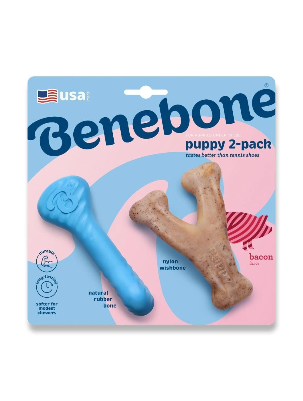 BENEBONE - Puppy 2-Pack Rubber Bone/Wishbone