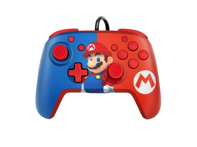 PDP REMATCH: Power Pose Mario Zils, Sarkans USB Spēļu paliktnis Analogā / digitālā Nintendo Switch, Nintendo Switch OLED