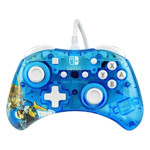 PDP Rock Candy: Berry Brave Link Zils, Caurspīdīgs USB Spēļu paliktnis Analogā / digitālā Nintendo Switch, Nintendo Switch Lite, Nintendo Switch OLED