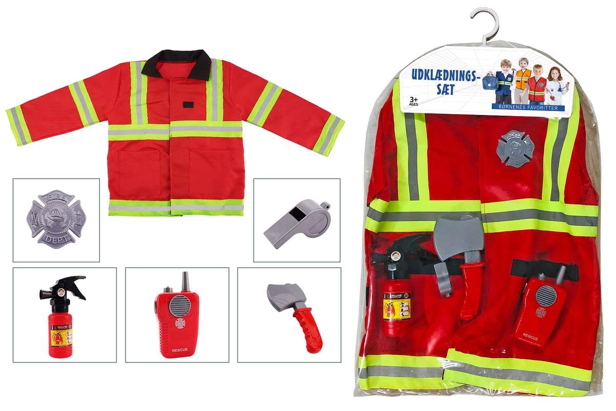 TOYMAX - Udklædningssæt brandmandsjakke rød med