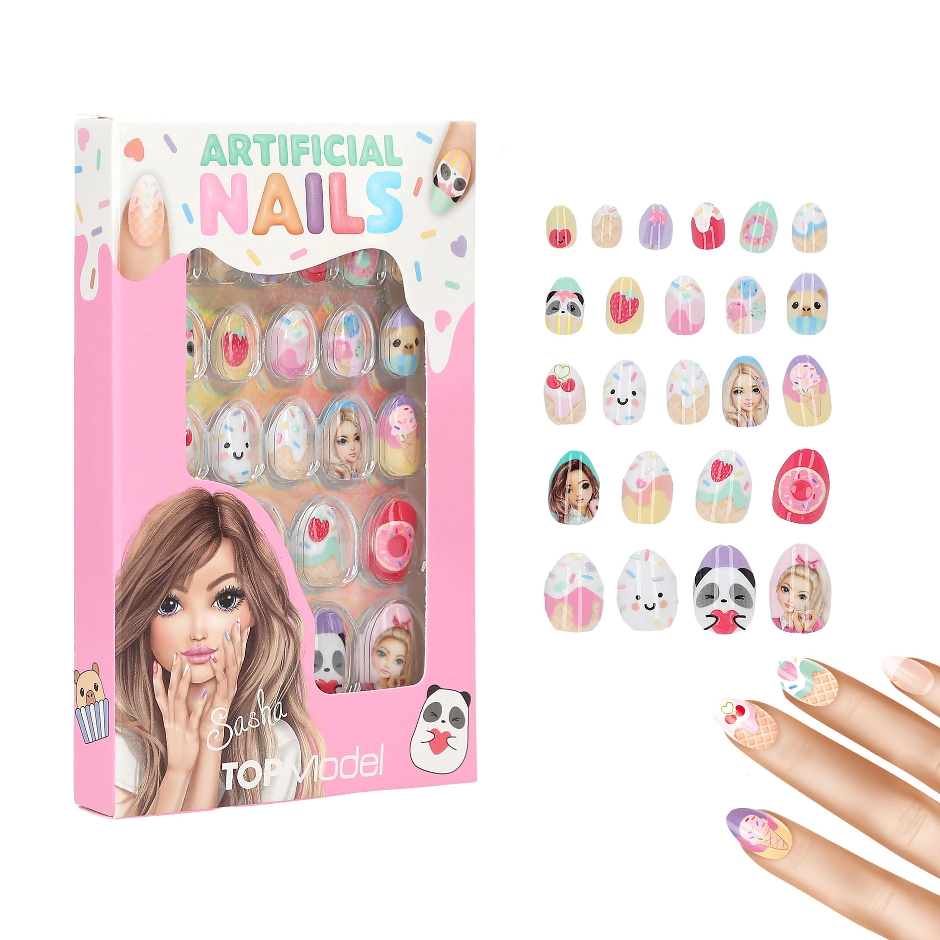 Artificial nails top model candy glam
