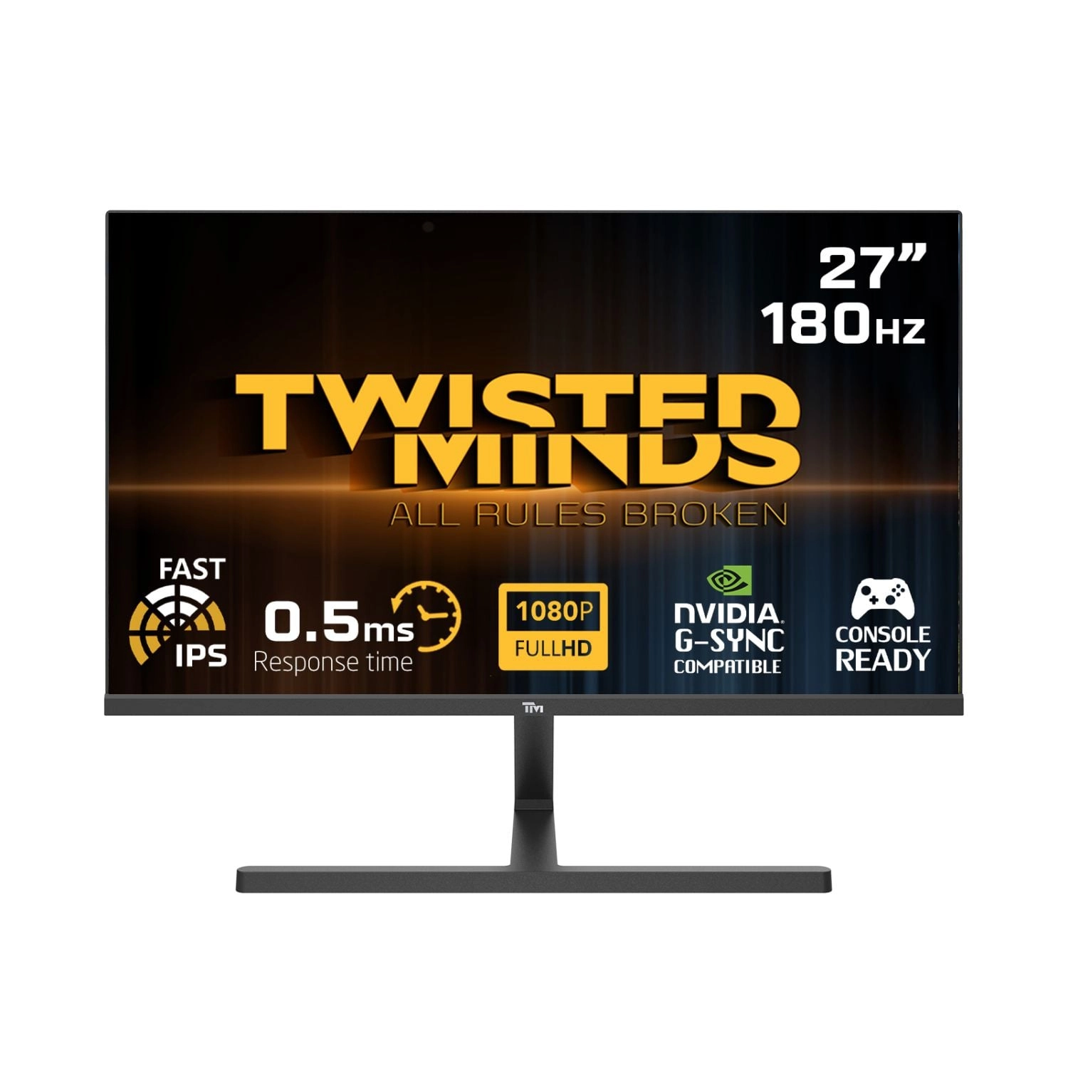 Twisted Minds — Blaze sērijas plakans 27 collu FHD — 180 HZ 0,5 MS Fast IPS HDMI 2.1 spēļu monitors, melns