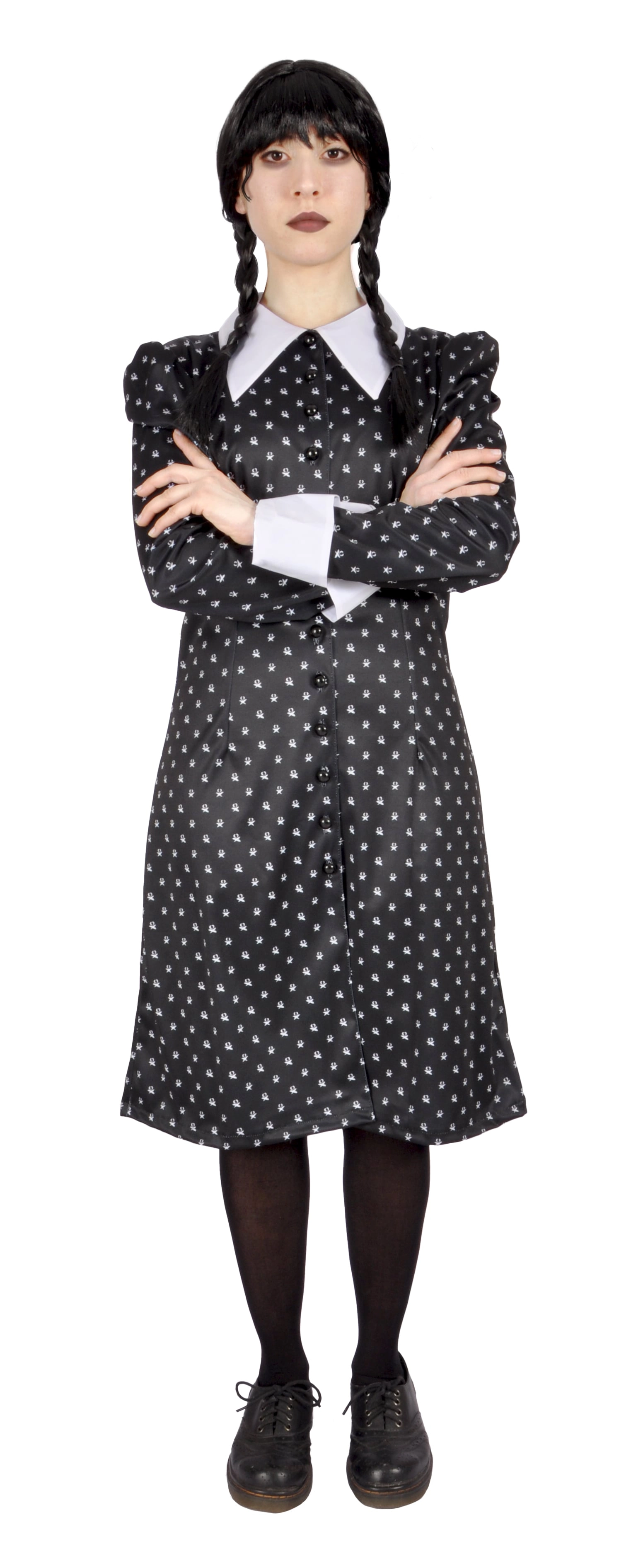 Wednesday Costume with wig Ages 11-12