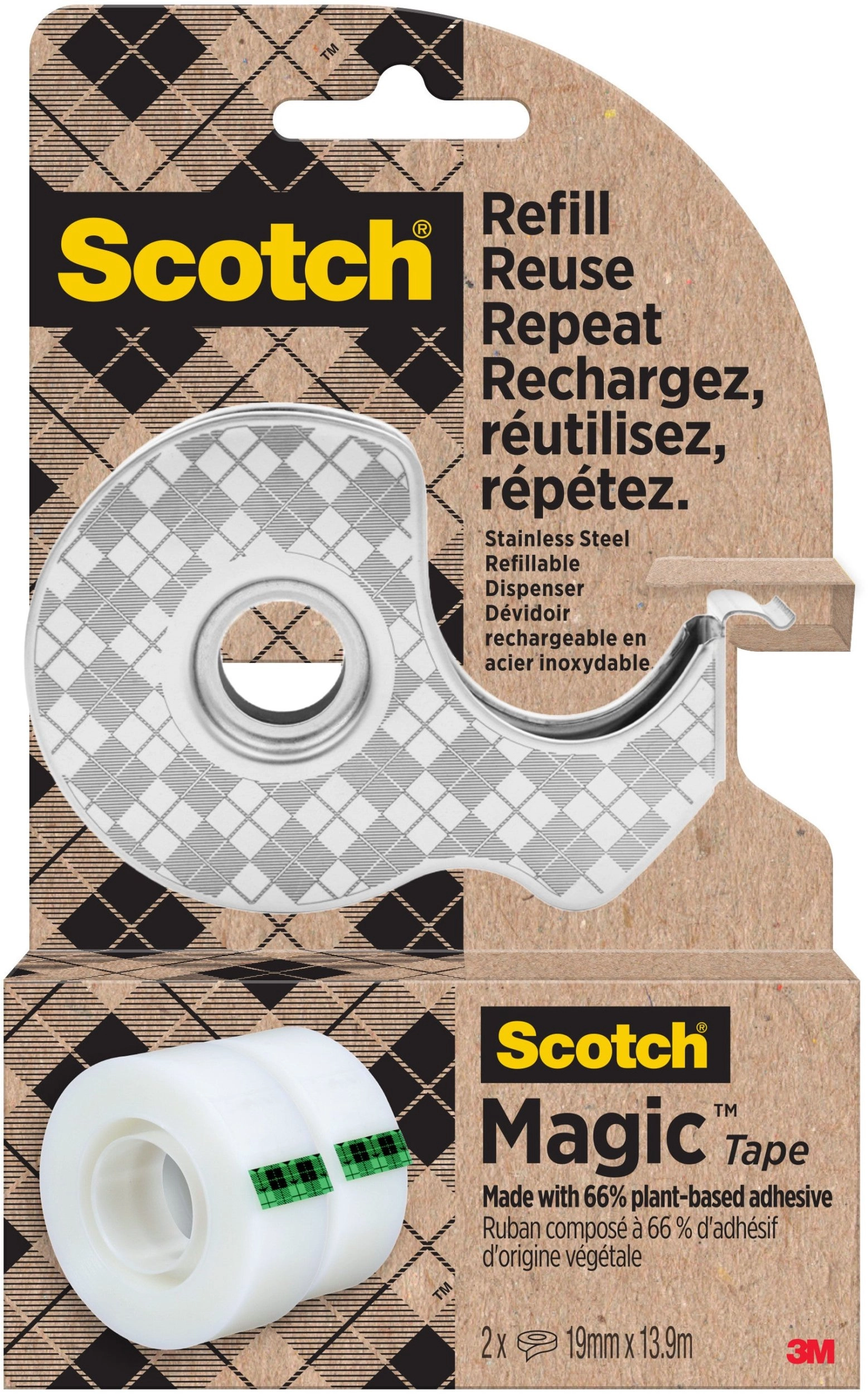 SCOTCH tape dispenser  stainless steel +