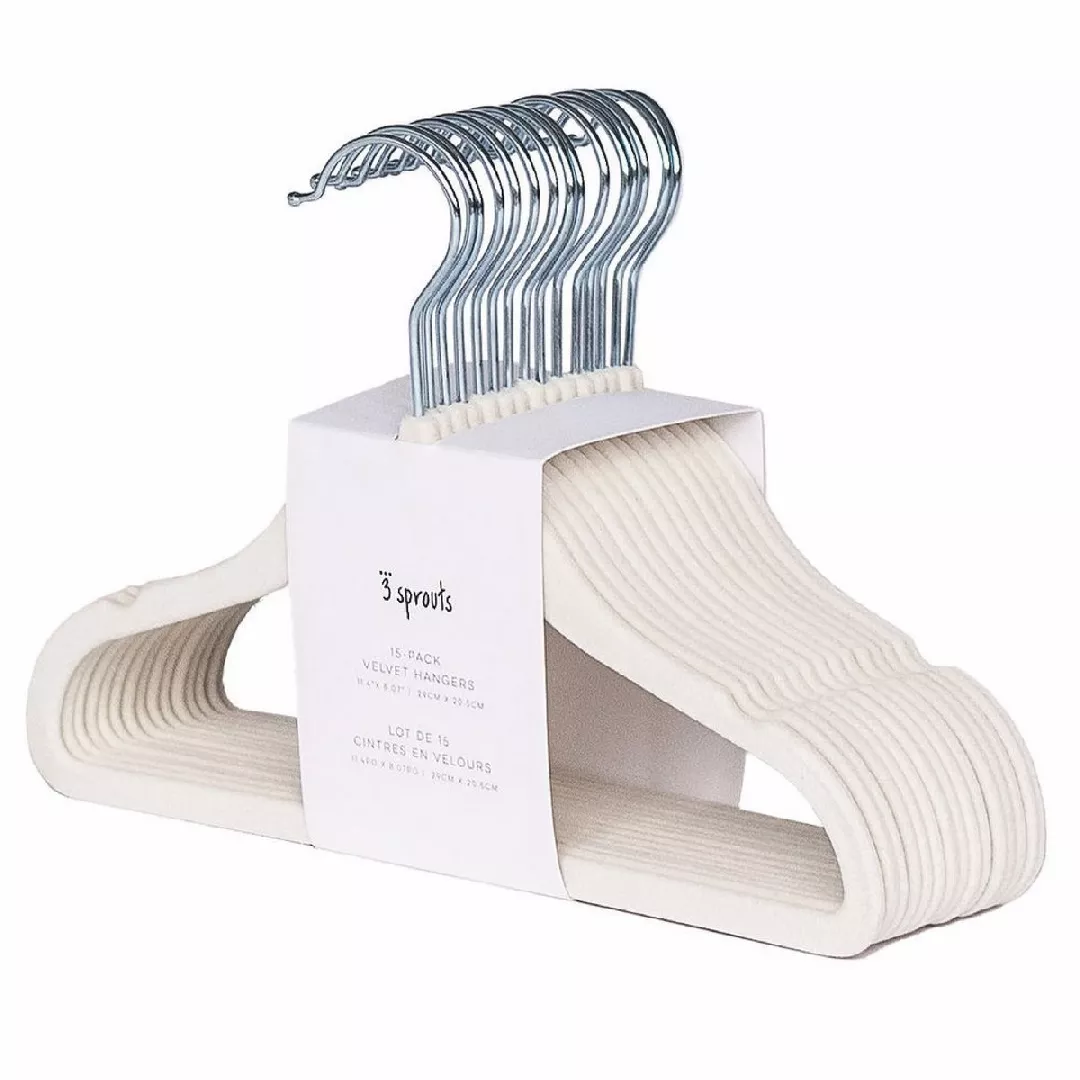 3 Sprouts Cream Velvet Non-Slip Hangers