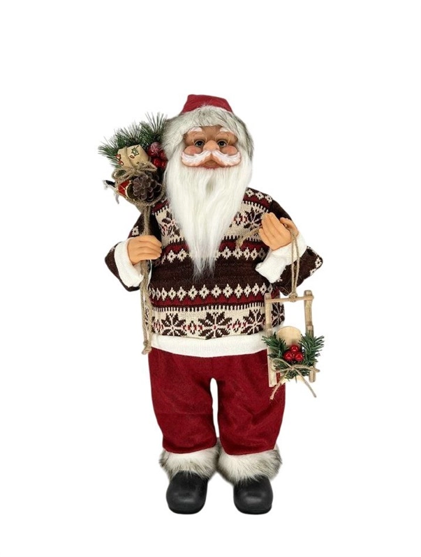 DECORATION SANTA CLAUS W SWEATER H60CM