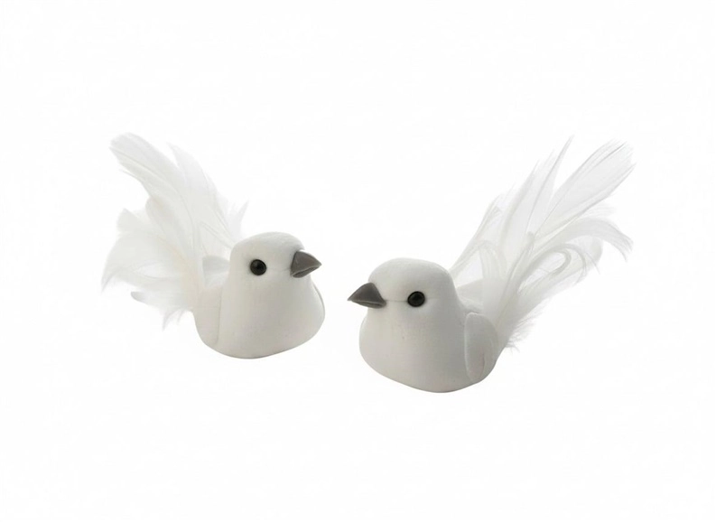 DECORATION CHRISTMAS BIRD WHITE 9CM D1G3085