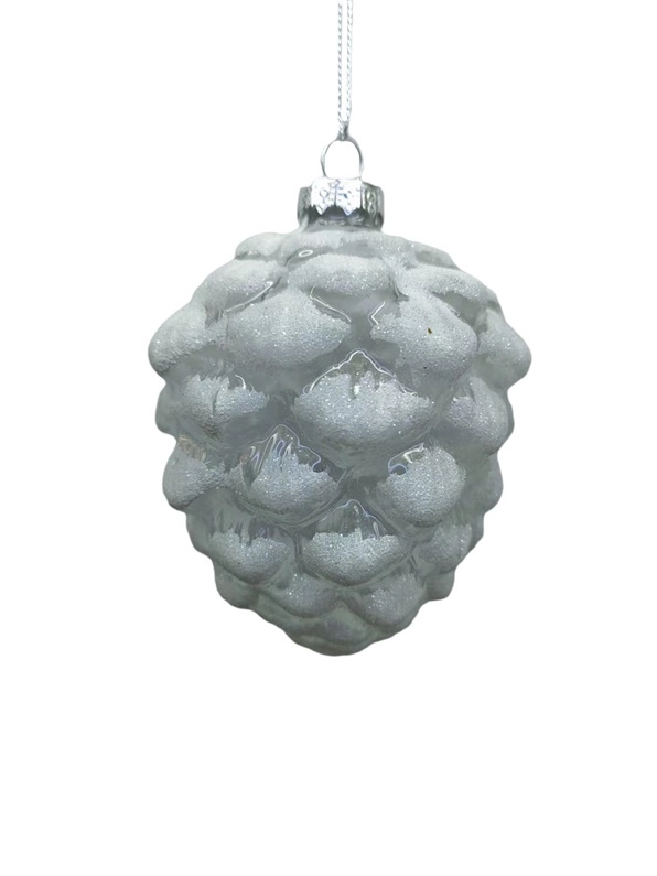 ORNAMENT GLASS PINECONE 7.5X9.5CM