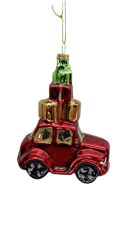 ORNAMENT GLASS CAR 19.3X11.5CM