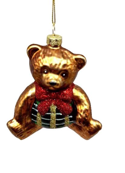 ORNAMENT GLASS TEDDY 10X10.5CM 600426106