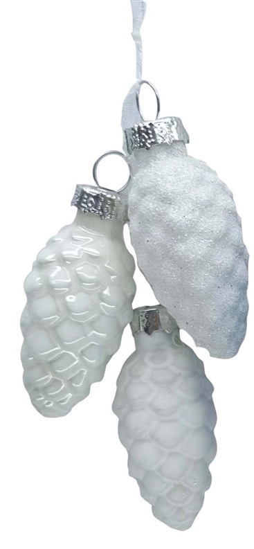 ORNAMENT GLASS PINECONES 6CM 3PCS 600409848