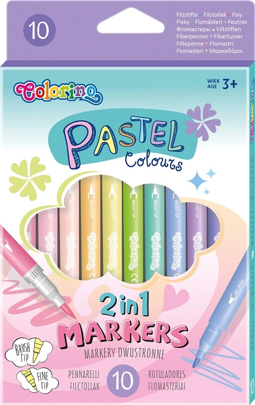 DOUBLE SIDED PASTEL MARKERS 10 COLORS