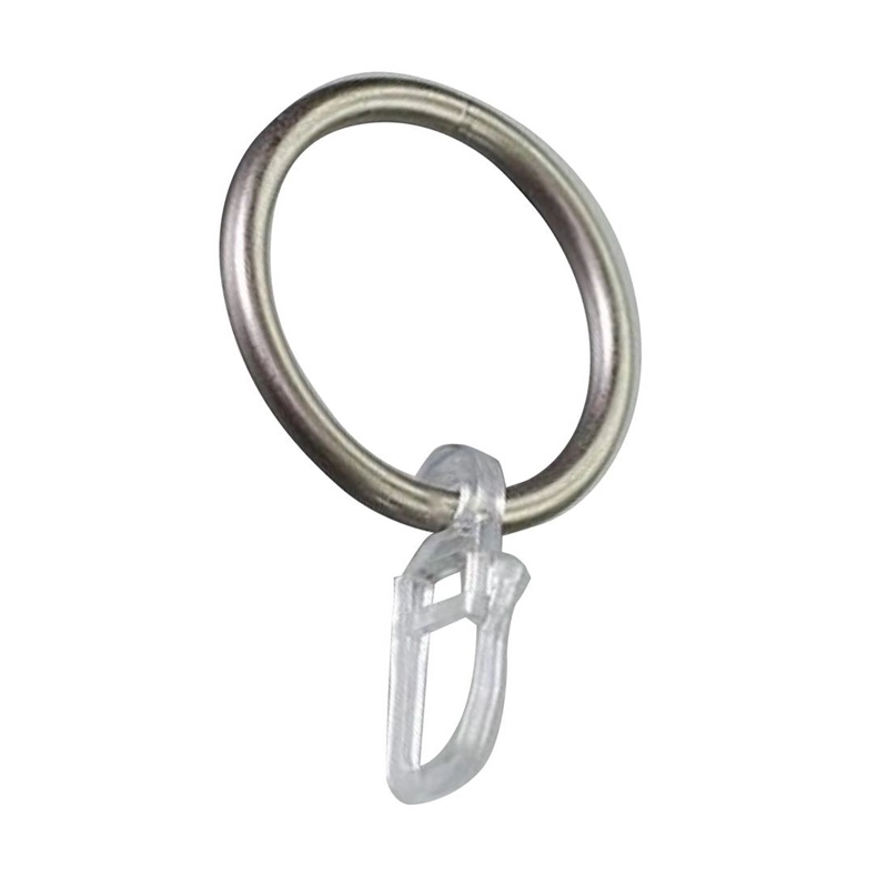 CURTAIN RINGS W HOOKS SILVER D19