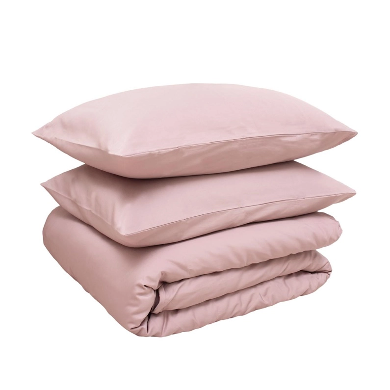 Bed cov. set solid powder sateen