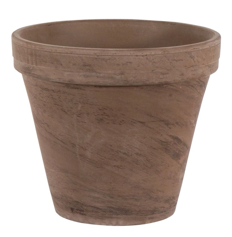 FLOWER POT BASALT 14CM DARK BROWN
