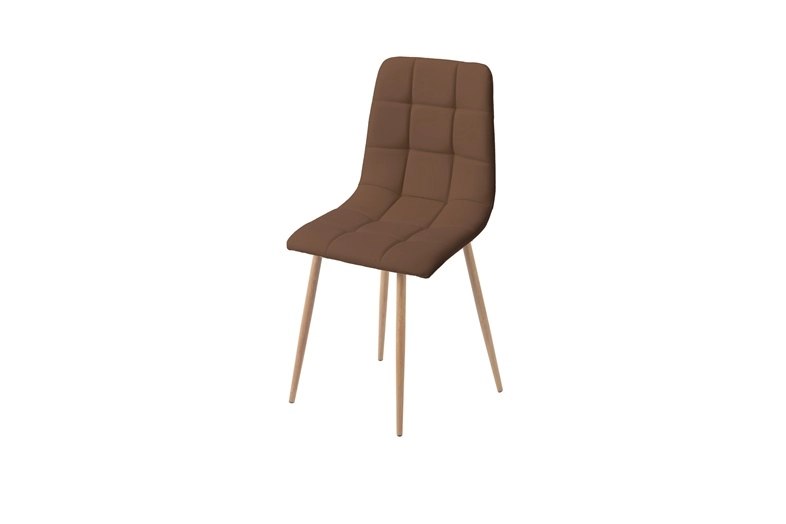 HARRY DINING CHAIR BROWN PU/WOODEN LEGS