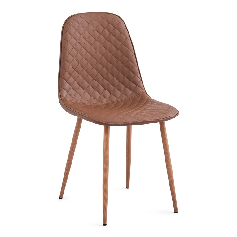 STOKE DINING CHAIR BROWN PU/WOOD LEGS