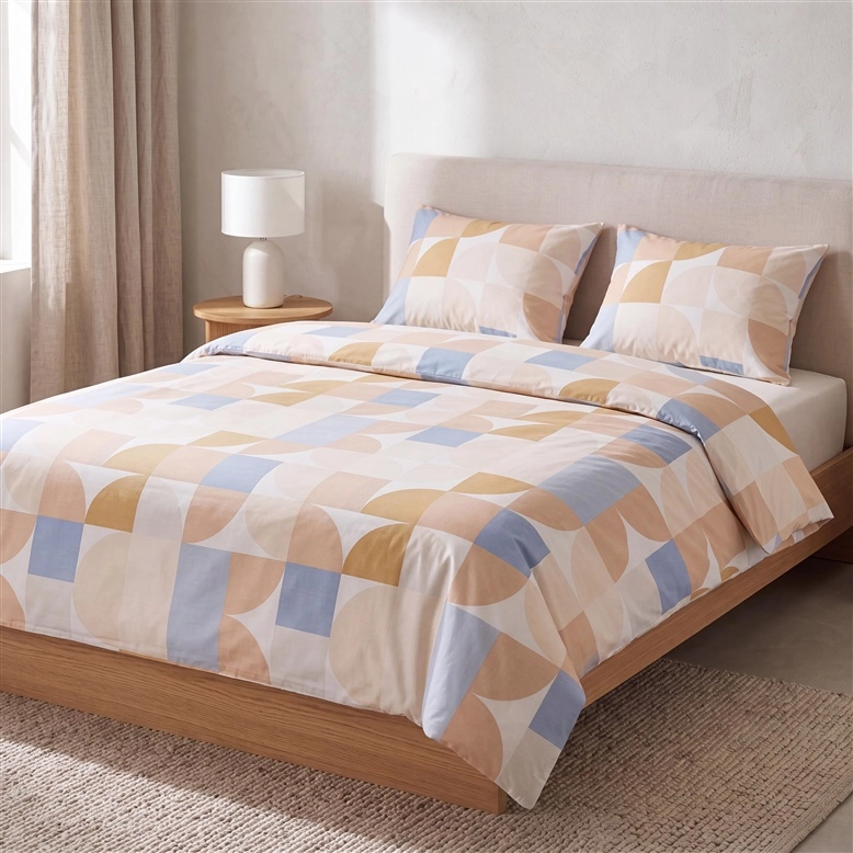 BEDDING COVER SET GEO SATEEN 160X200CM