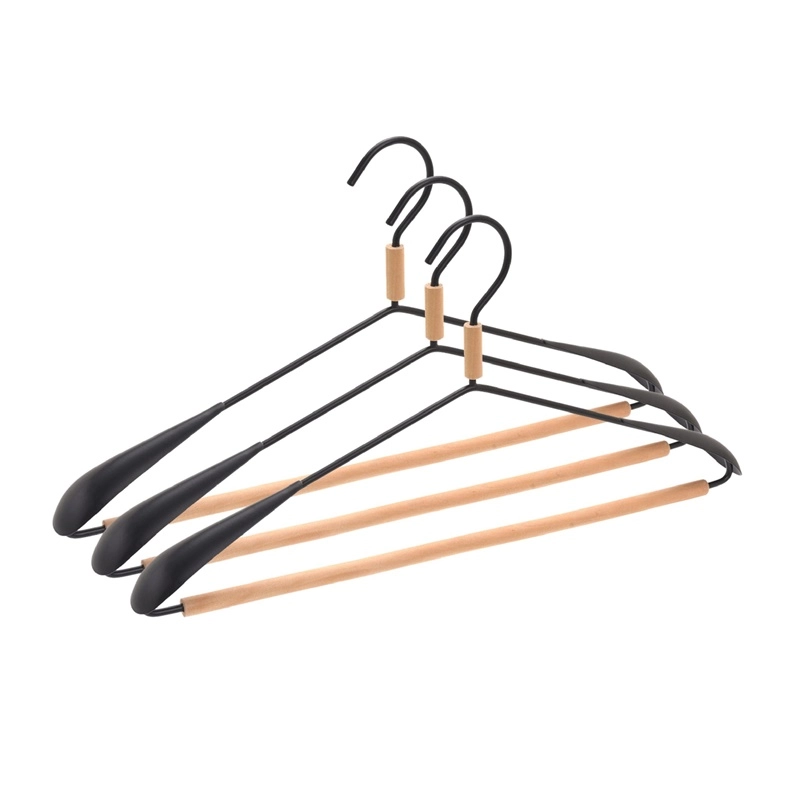 METAL HANGER WOOD ROUND BAR BLACK