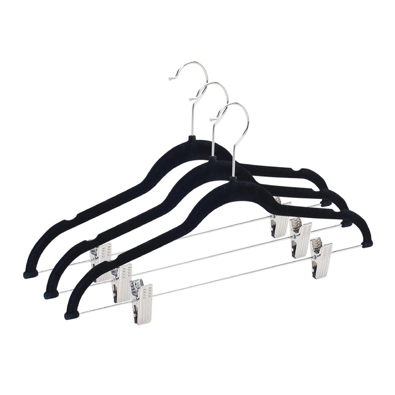 VELVET HANGER CLIPS BLACK LSV023 3PCS