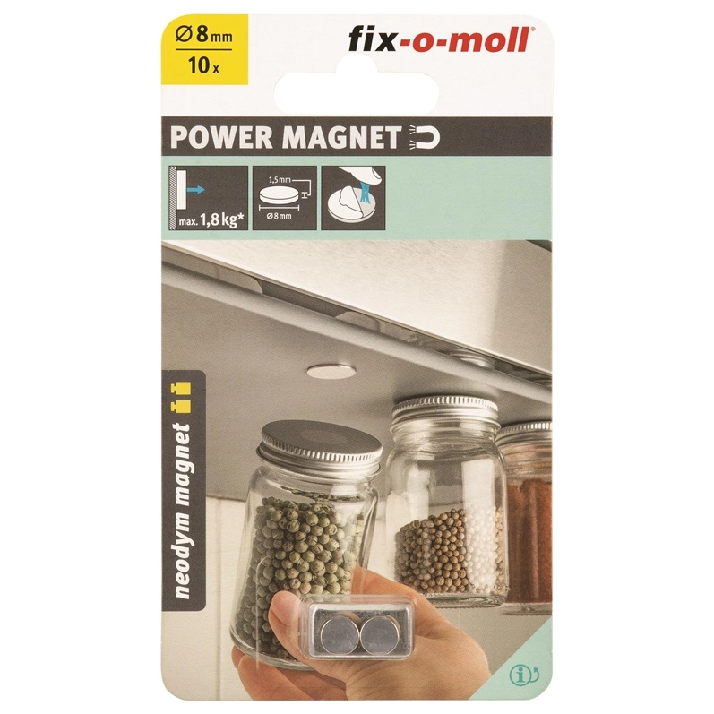 MAGNET DISC NEODYM ADHES.SILVER8MM 10PCS