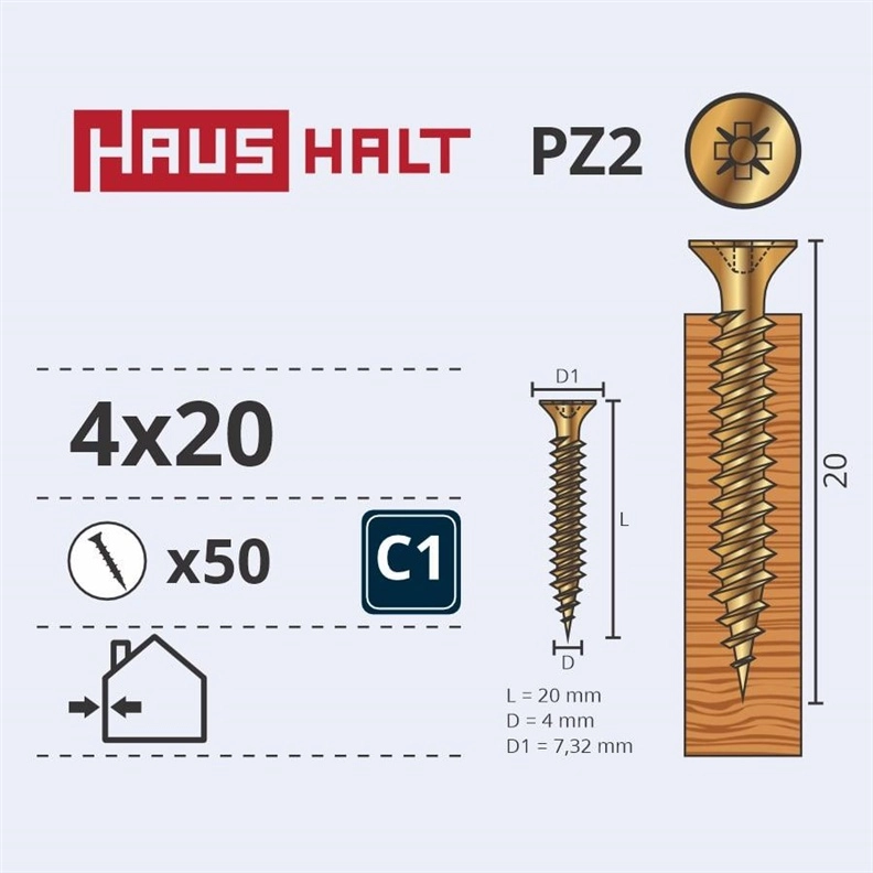 CHIPBOARD SCREW 4.0X20 YLW ZP