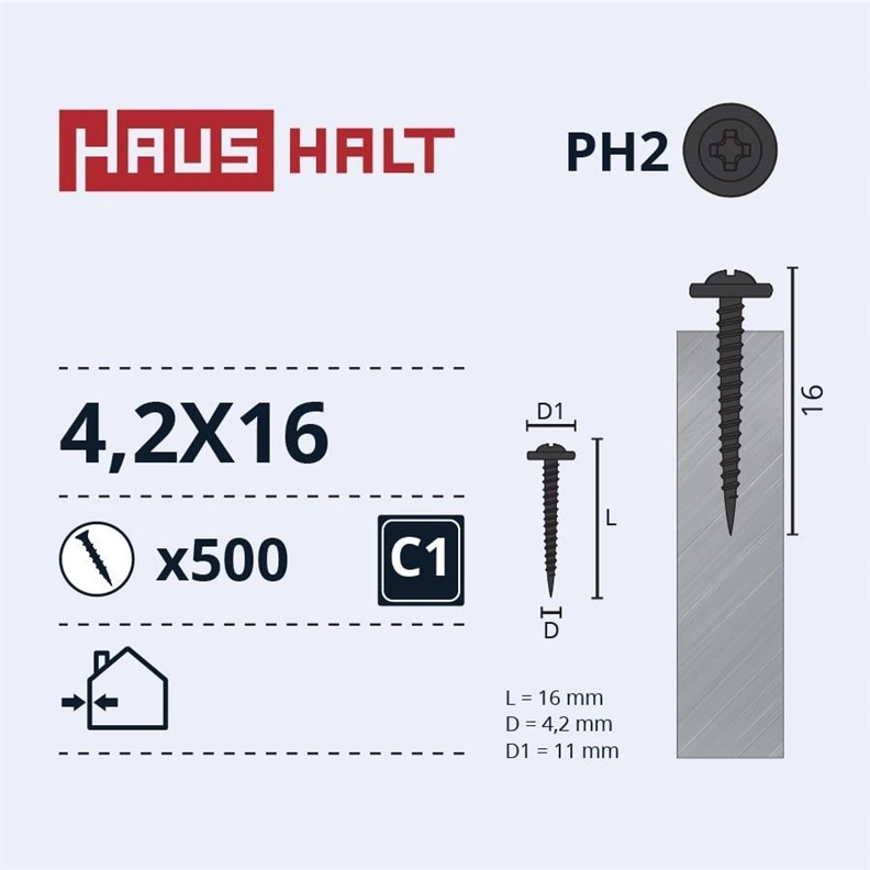 SELF SCREW 4 2X16 MET/MET+PHOSPH (500)
