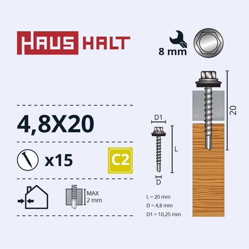 SELF SCREW 4 8X20 WOOD+EPDM ZN