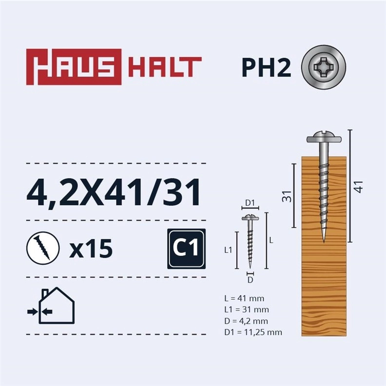 SELF SCREW 4.2X41/31 METAL WOOD