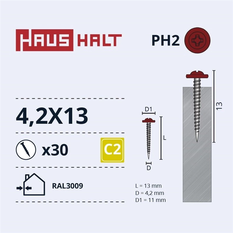 SELF SCREW 4 2X13 MET/MET RAL3009