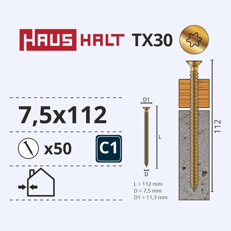 WINDOWS FRAME SCREW 7.5X112 50PCS