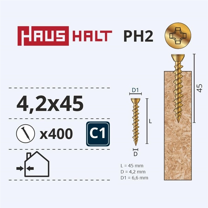OSB SCREW 4.2X45 YELLOW ZN