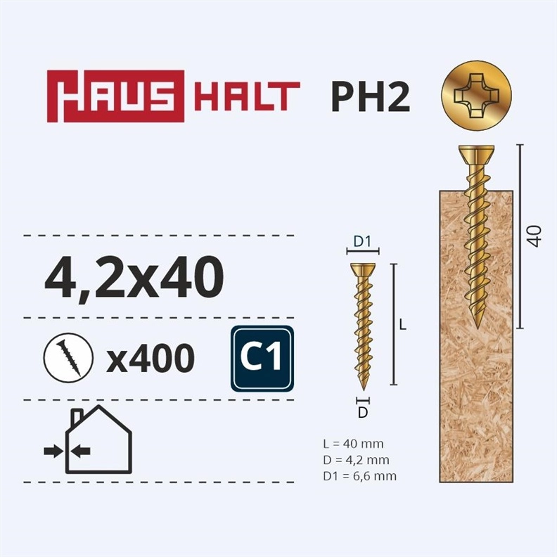 OSB SCREW 4.2X40 YELLOW ZN