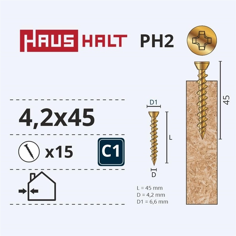 OSB SCREW 4.2X45 YELLOW ZN
