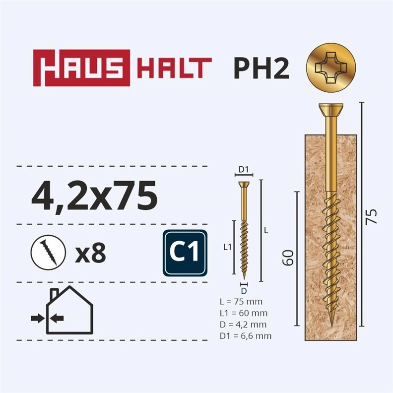 OSB SCREW 4.2X75 YELLOW ZN