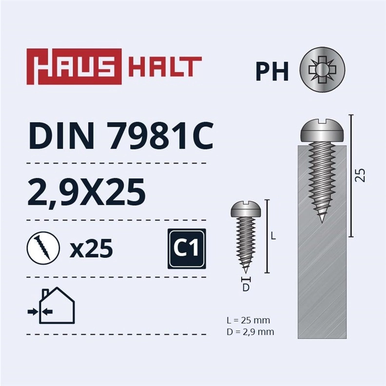 E-NORMpro SELF SCREWS 2.9X25 DIN7981C