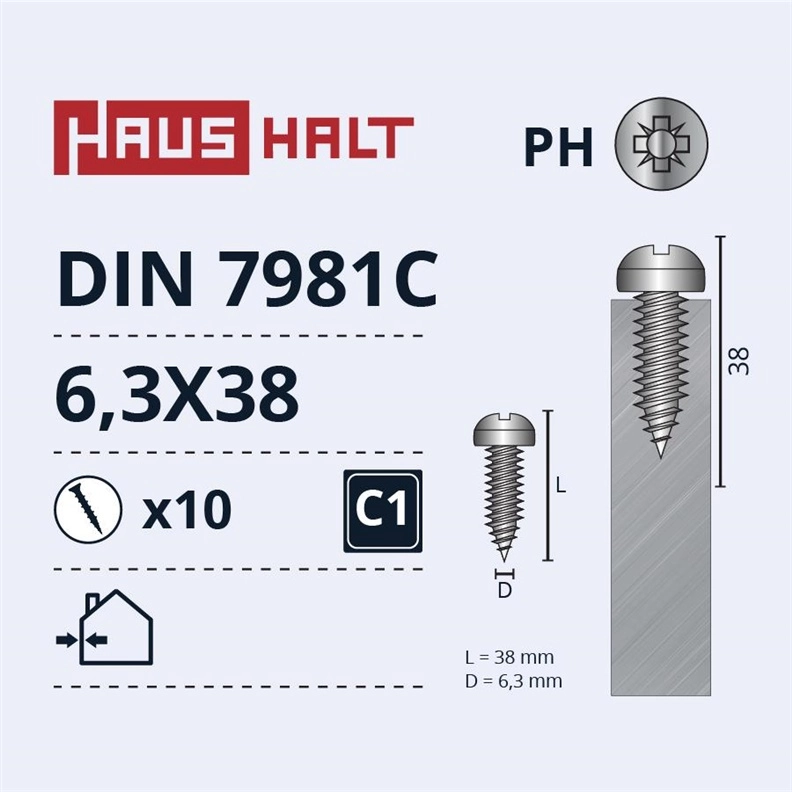 E-NORMpro SELF SCREWS 6.3X38 DIN7981C