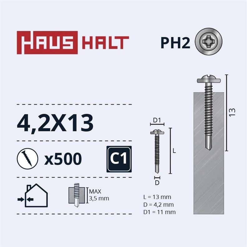 SELF SCREW 4 2X13 MET/MET+DRILL ZN