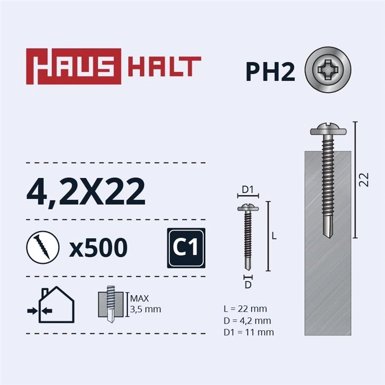 SELF SCREW 4 2X22 MET/MET+DRILL ZN