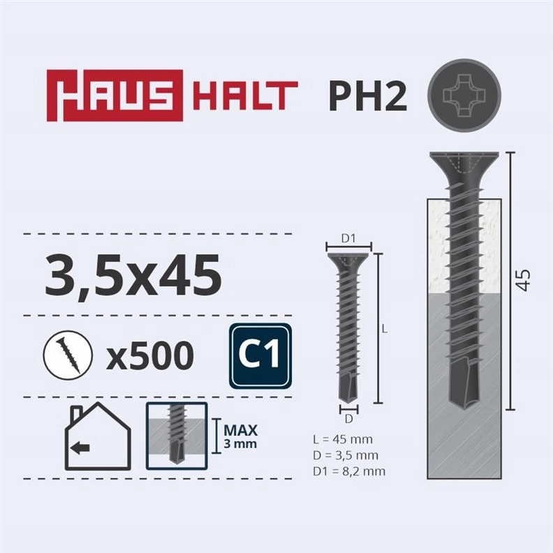 DRYWALL SCREW MET 3.5X45 WITH