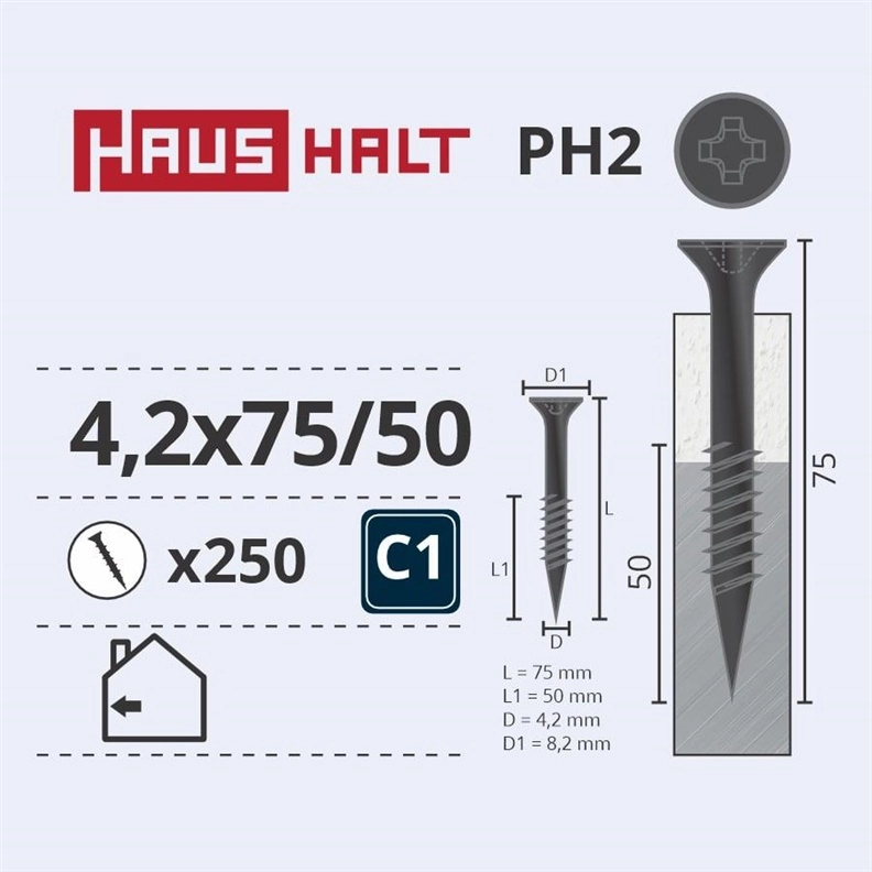 DRYWALL SCREW FOR METAL 4.2X75/50