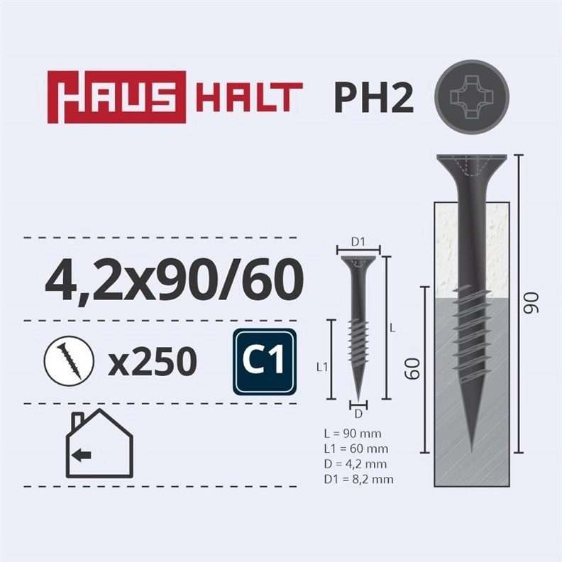 DRYWALL SCREW FOR METAL 4.2X90/60