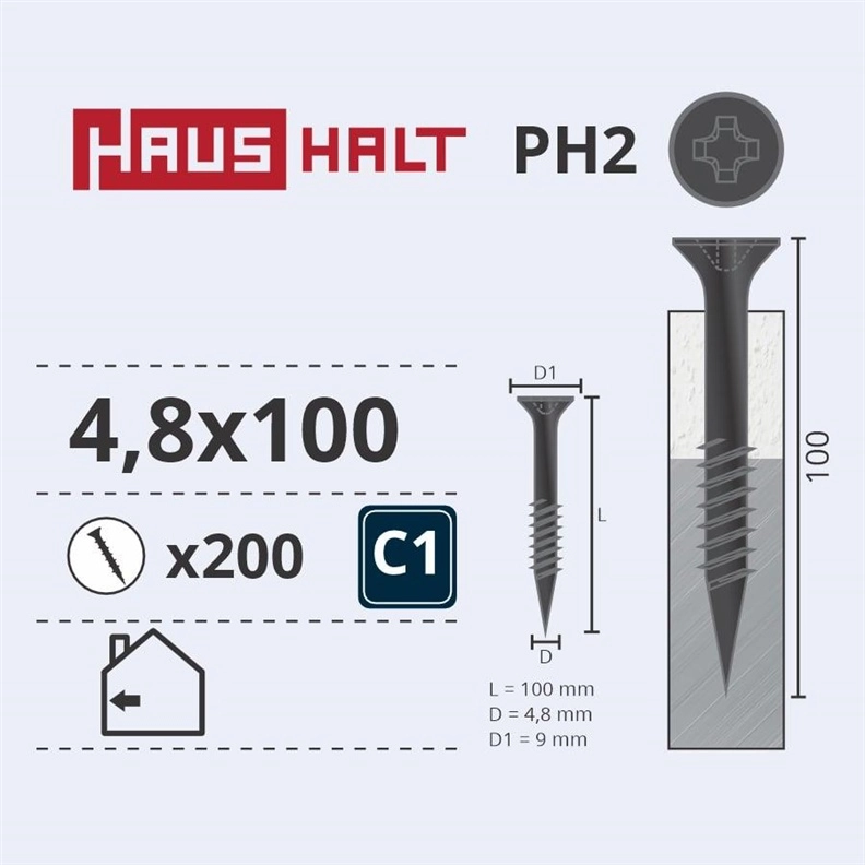 DRYWALL SCREW FOR METAL 4.8X100