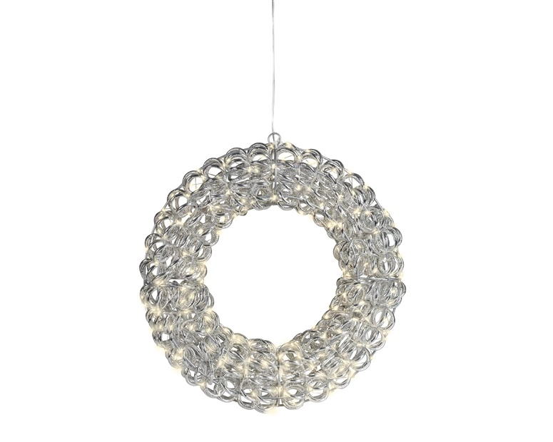 Lumineo hopeinen LED-valokranssi valoilla 40 cm