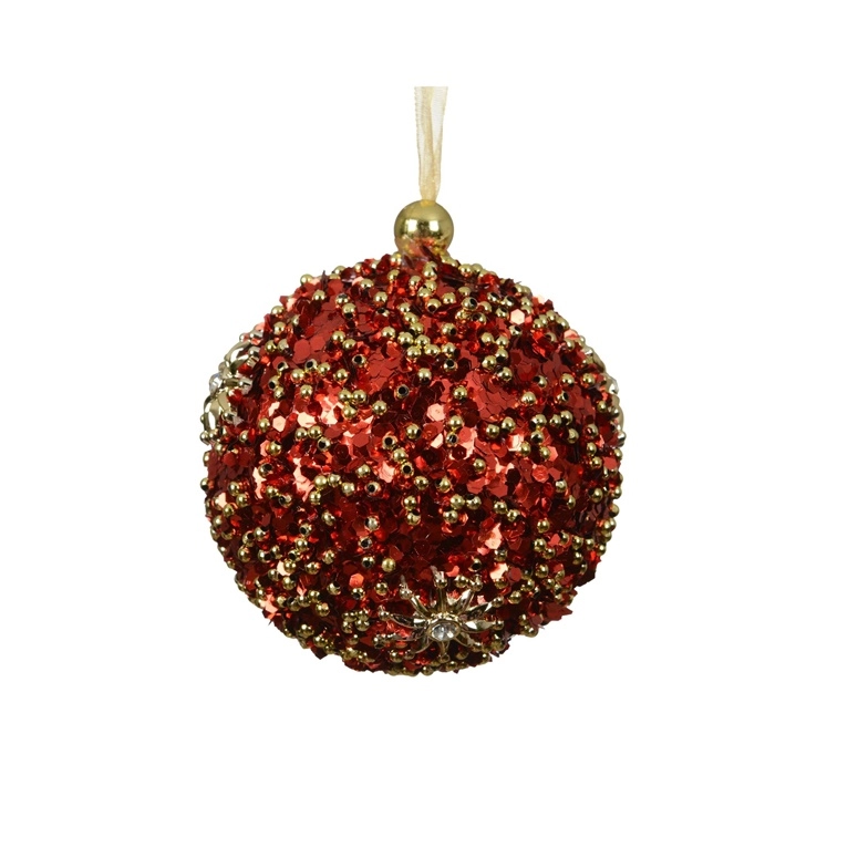 ORNAMENT PLASTIC RED/GOLD D8CM 26173 8721445766888