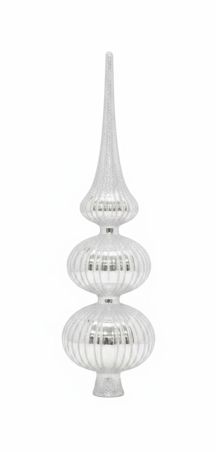 Skrzynkazdrewna TREE TOPPER GLASS SILVER 30CM